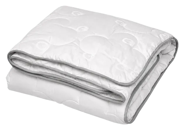 Vorelia Cotton Duvet, folded: white quilted fabric with grey piping