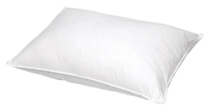 Vorelia Goose Feather & Down Pillow: a smooth white pillow with a piped edge