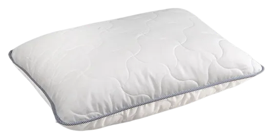 Vorelia Micro Elegance Pillow: a white pillow with wave quilting and grey piping